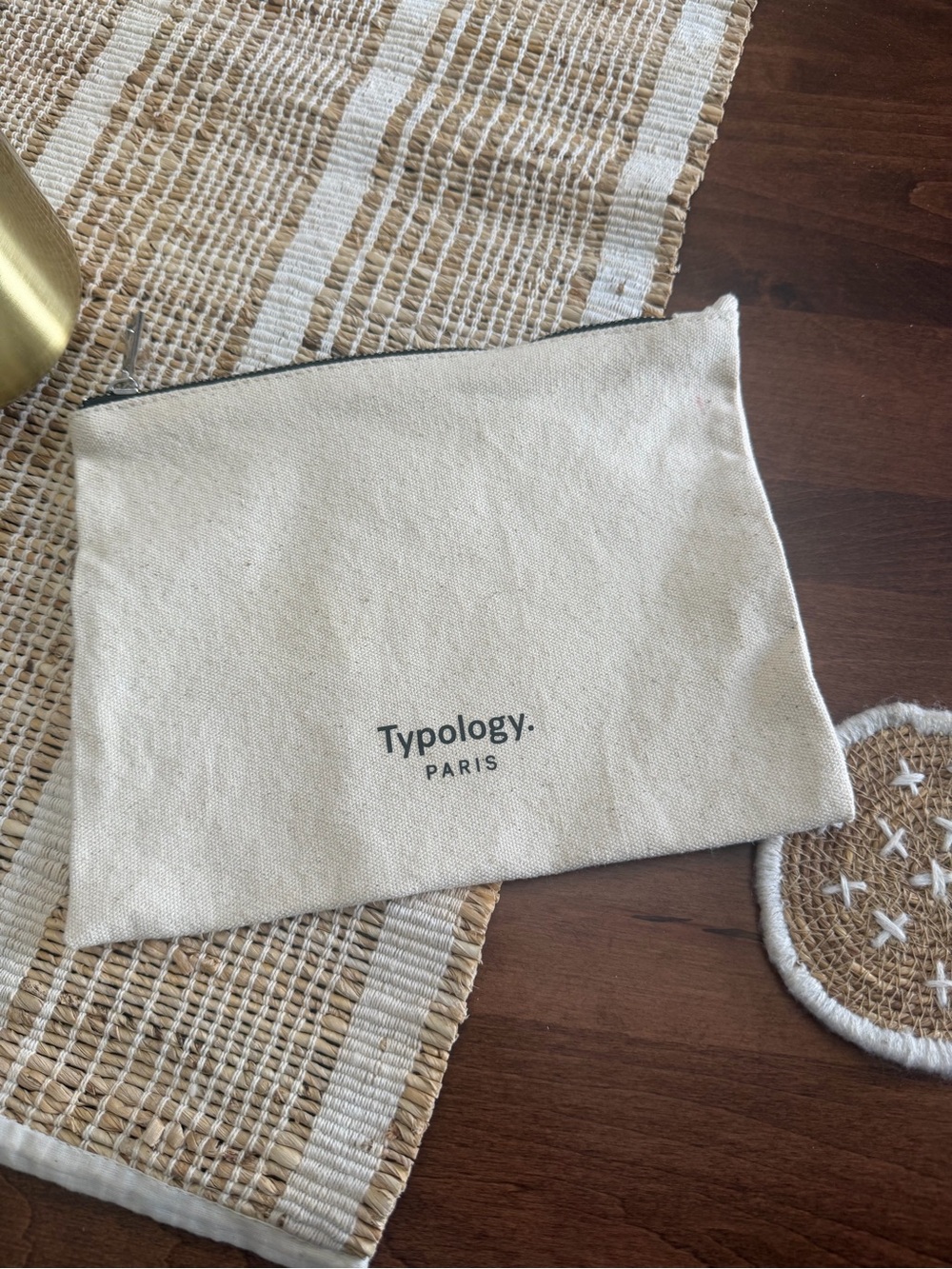 Typology Paris Cream Canvas Zip Pouch